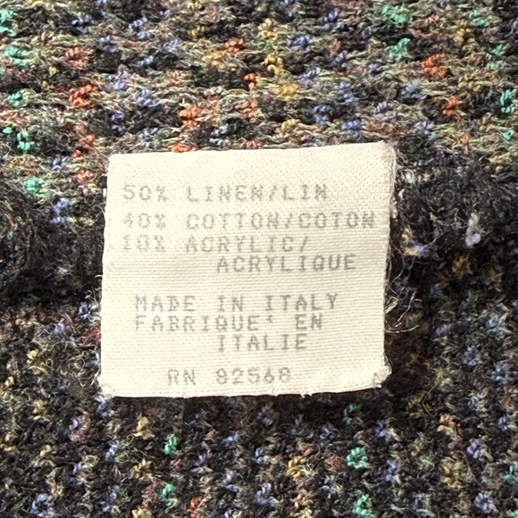 Vintage Mondo di Marco Men's Gray Black Cotton Linen Sweater Size M Italy Cosby - Picture 12 of 12